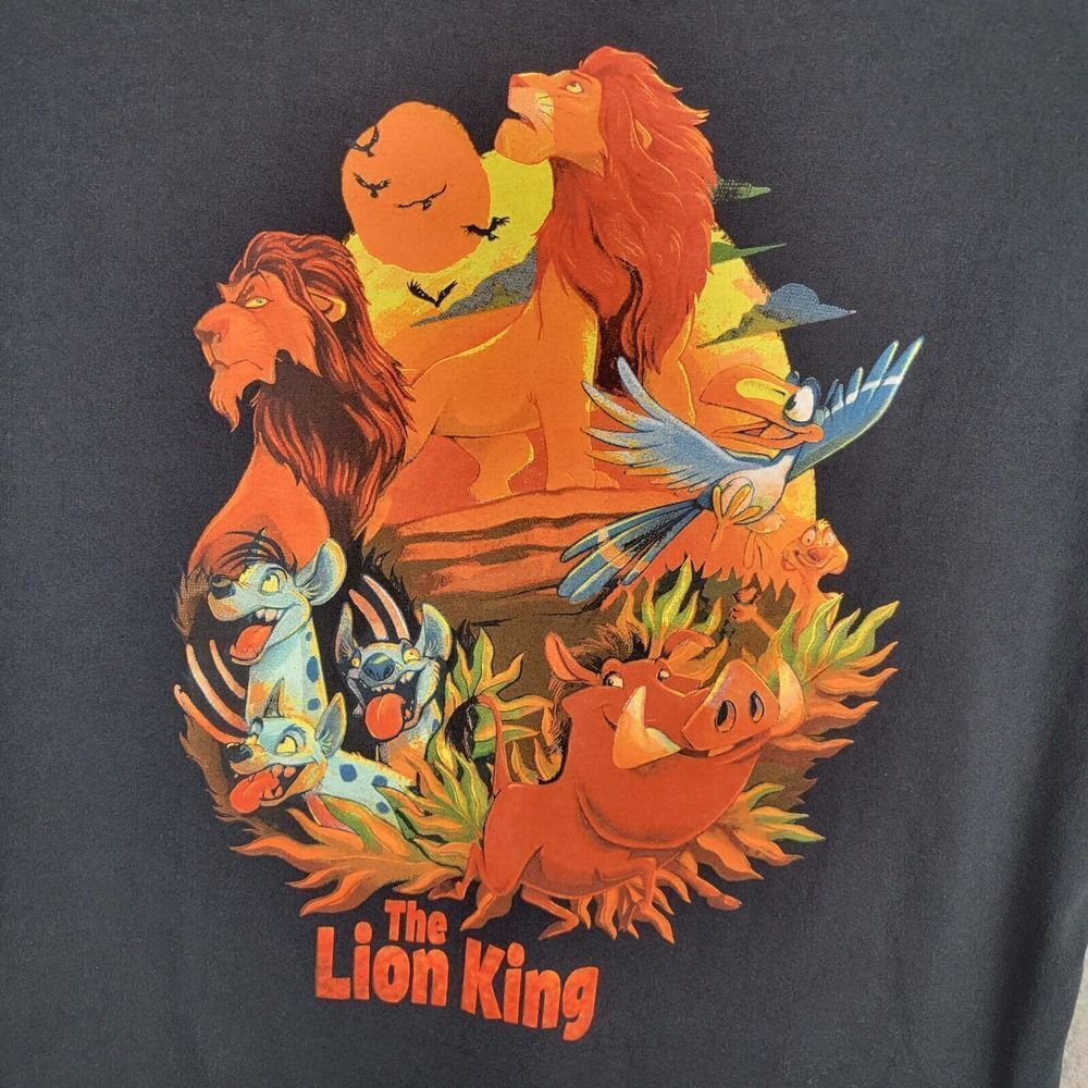 Disney Lion King T-shirt Large Black Orange Screened Art Cotton